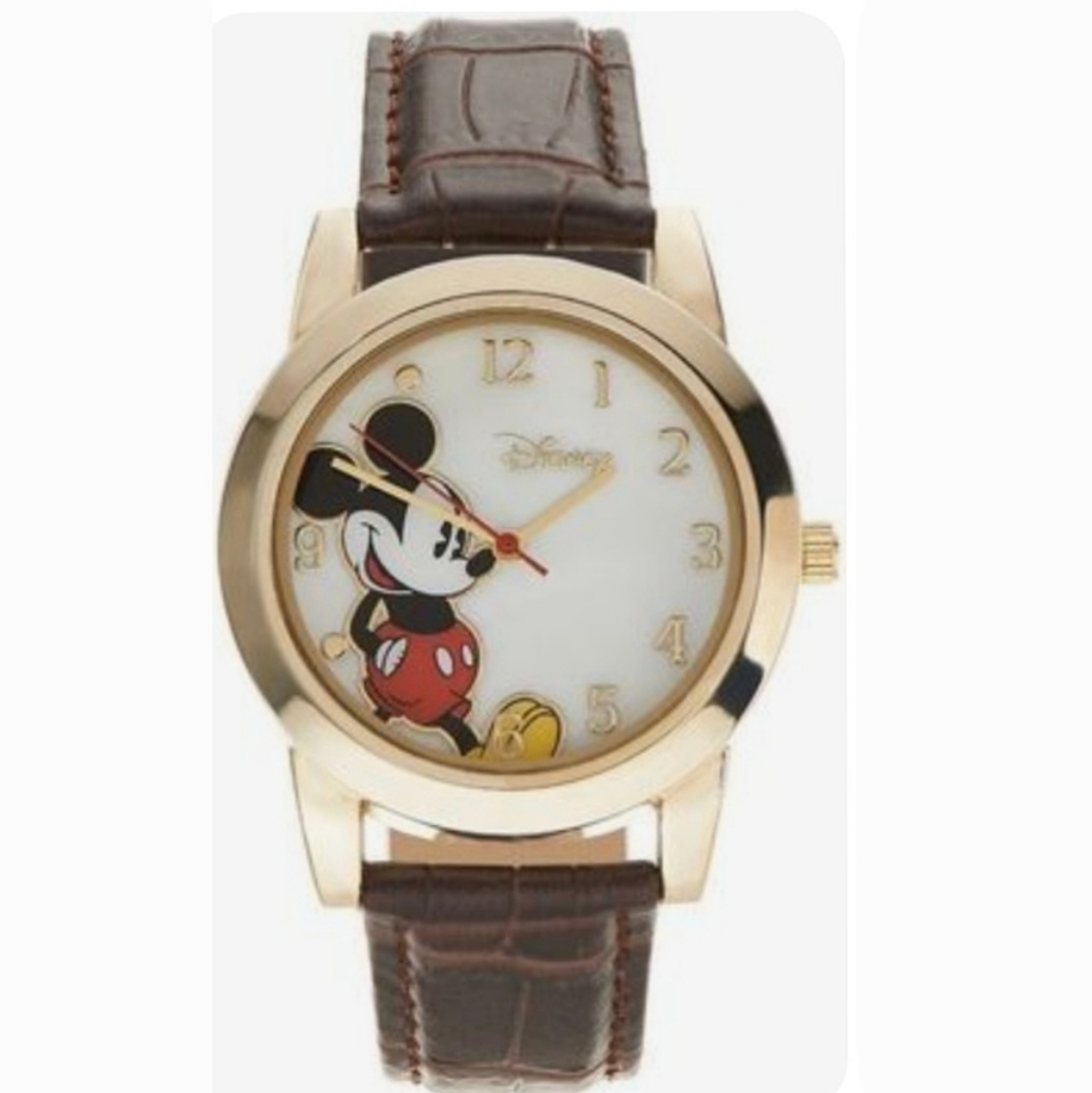 FLAWED Disney Mickey Mouse Watch Brown Band